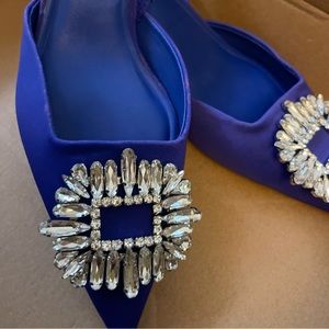 Zara shimmery Slingback heels blue